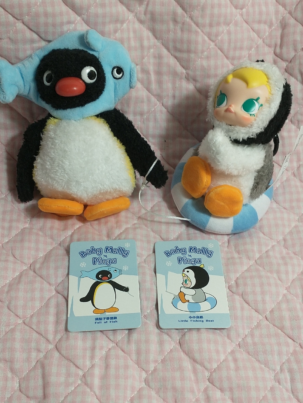 POP MART Baby Molly X Pingu Plush Set Of 2 (Full of Fish & Little Fishing Boat)